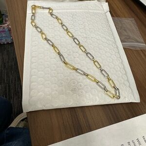 Two-Tone Gold and Silver Link Necklace NWOT